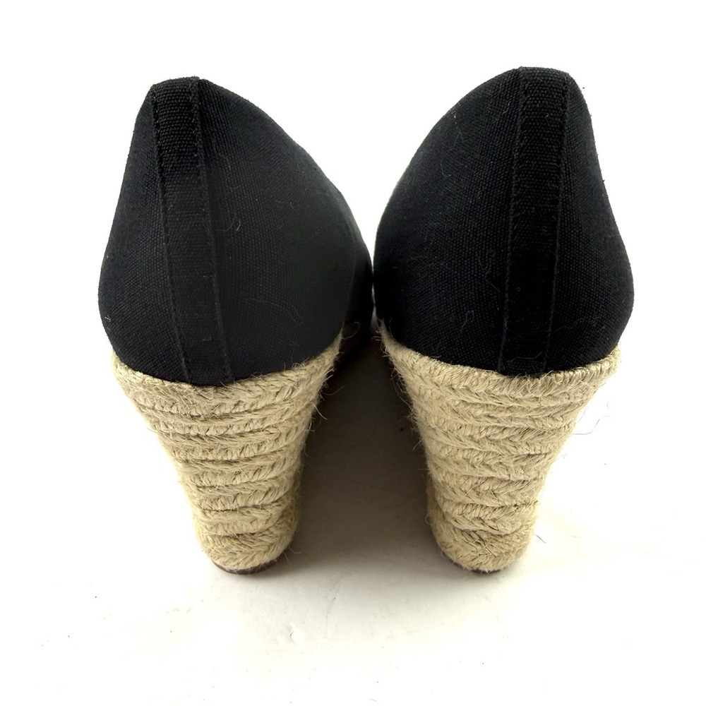 J Crew Seville Espadrille Wedge 10 Black Canvas Slip On Timeless Chic Shoes - Picture 6 of 11